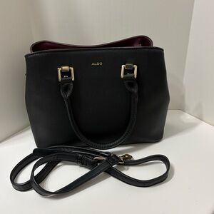 Aldo Black Satchel with Gold Accents